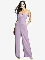 Front View Thumbnail - Pale Purple Strapless Notch Crepe Jumpsuit with Pockets