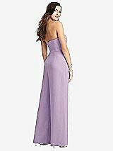 Rear View Thumbnail - Pale Purple Strapless Notch Crepe Jumpsuit with Pockets