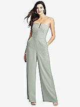 Front View Thumbnail - Willow Green Strapless Notch Crepe Jumpsuit with Pockets