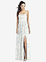 Front View Thumbnail - Bleu Garden Slim Spaghetti Strap Chiffon Dress with Front Slit 