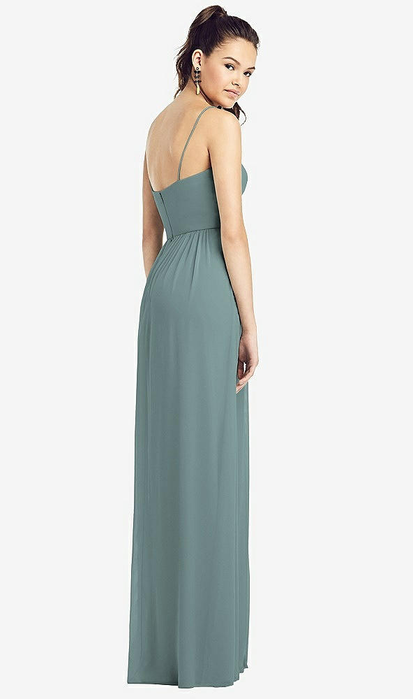 Back View - Icelandic Slim Spaghetti Strap Chiffon Dress with Front Slit 