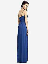 Rear View Thumbnail - Classic Blue Slim Spaghetti Strap Chiffon Dress with Front Slit 