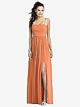 Front View Thumbnail - Sweet Melon Slim Spaghetti Strap Chiffon Dress with Front Slit 