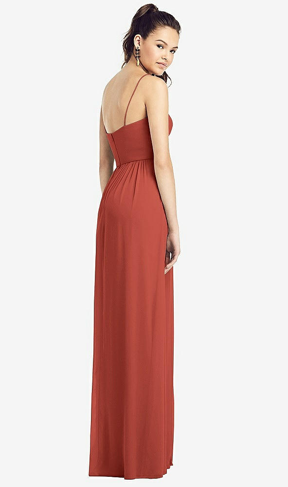 Back View - Amber Sunset Slim Spaghetti Strap Chiffon Dress with Front Slit 