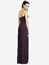 Rear View Thumbnail - Aubergine Slim Spaghetti Strap Chiffon Dress with Front Slit 