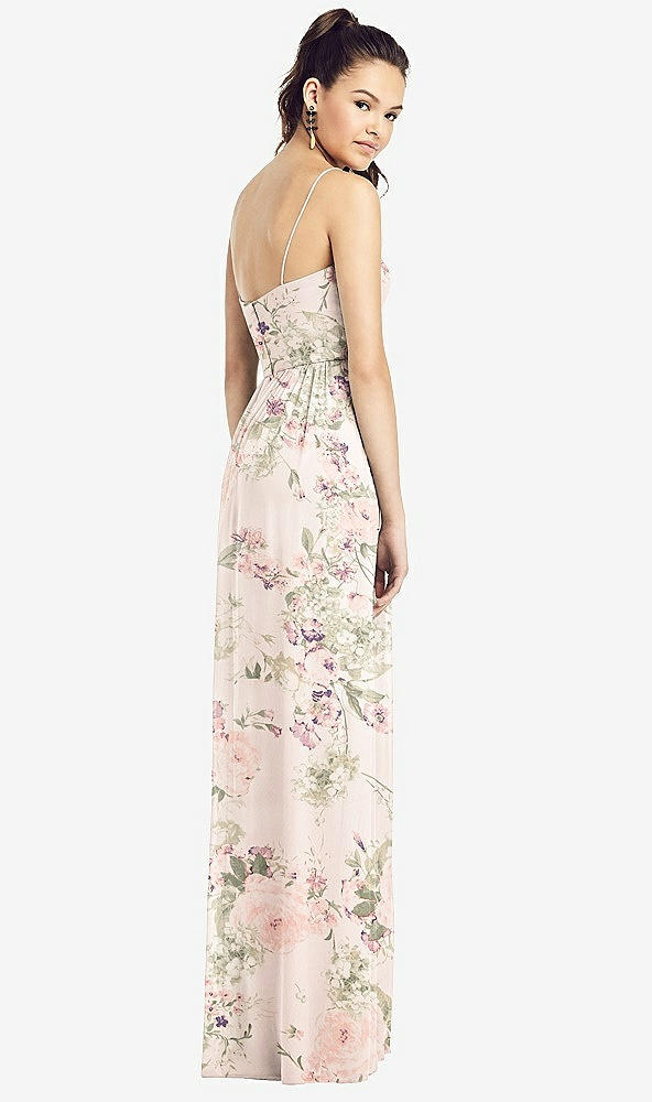 Back View - Blush Garden Slim Spaghetti Strap Chiffon Dress with Front Slit 