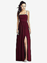 Front View Thumbnail - Cabernet Slim Spaghetti Strap Chiffon Dress with Front Slit 