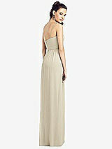 Rear View Thumbnail - Champagne Slim Spaghetti Strap Chiffon Dress with Front Slit 