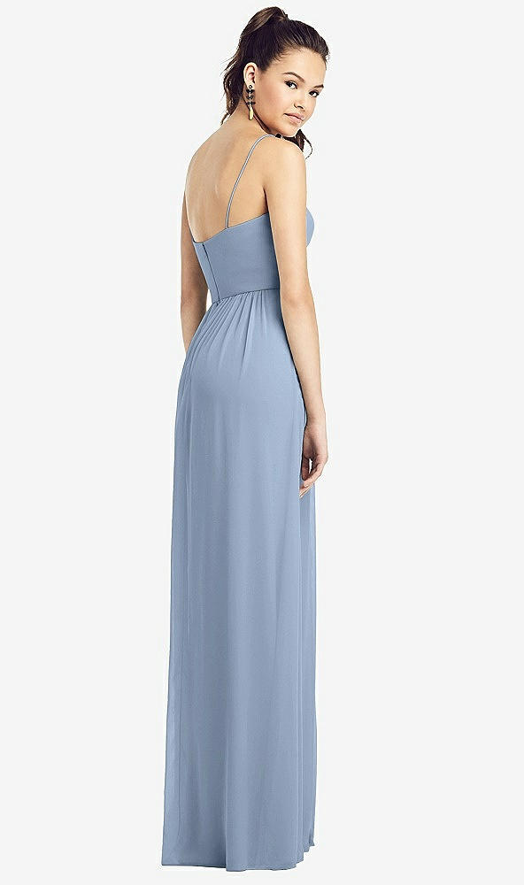 Back View - Cloudy Slim Spaghetti Strap Chiffon Dress with Front Slit 