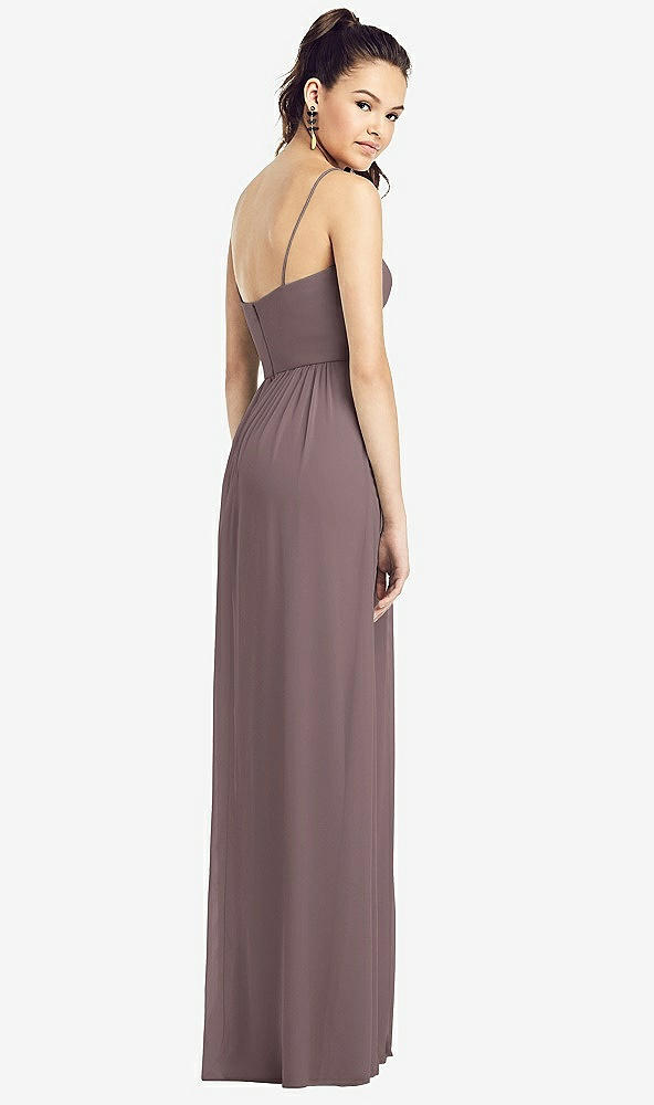 Back View - French Truffle Slim Spaghetti Strap Chiffon Dress with Front Slit 