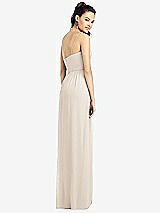 Rear View Thumbnail - Oat Slim Spaghetti Strap Chiffon Dress with Front Slit 