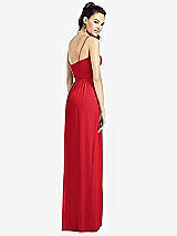 Rear View Thumbnail - Parisian Red Slim Spaghetti Strap Chiffon Dress with Front Slit 