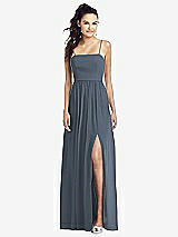 Front View Thumbnail - Silverstone Slim Spaghetti Strap Chiffon Dress with Front Slit 