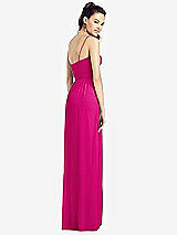 Rear View Thumbnail - Think Pink Slim Spaghetti Strap Chiffon Dress with Front Slit 