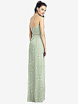 Rear View Thumbnail - Vintage Primrose Sage Slim Spaghetti Strap Chiffon Dress with Front Slit 