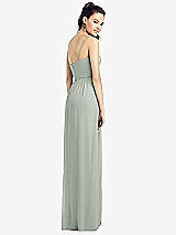 Rear View Thumbnail - Willow Green Slim Spaghetti Strap Chiffon Dress with Front Slit 