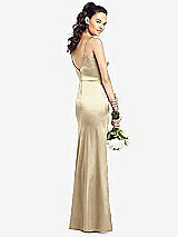 Rear View Thumbnail - Banana Slim Spaghetti Strap V-Back Trumpet Gown