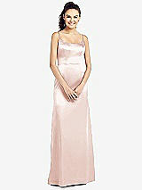 Front View Thumbnail - Blush Slim Spaghetti Strap V-Back Trumpet Gown