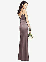 Rear View Thumbnail - French Truffle Slim Spaghetti Strap V-Back Trumpet Gown