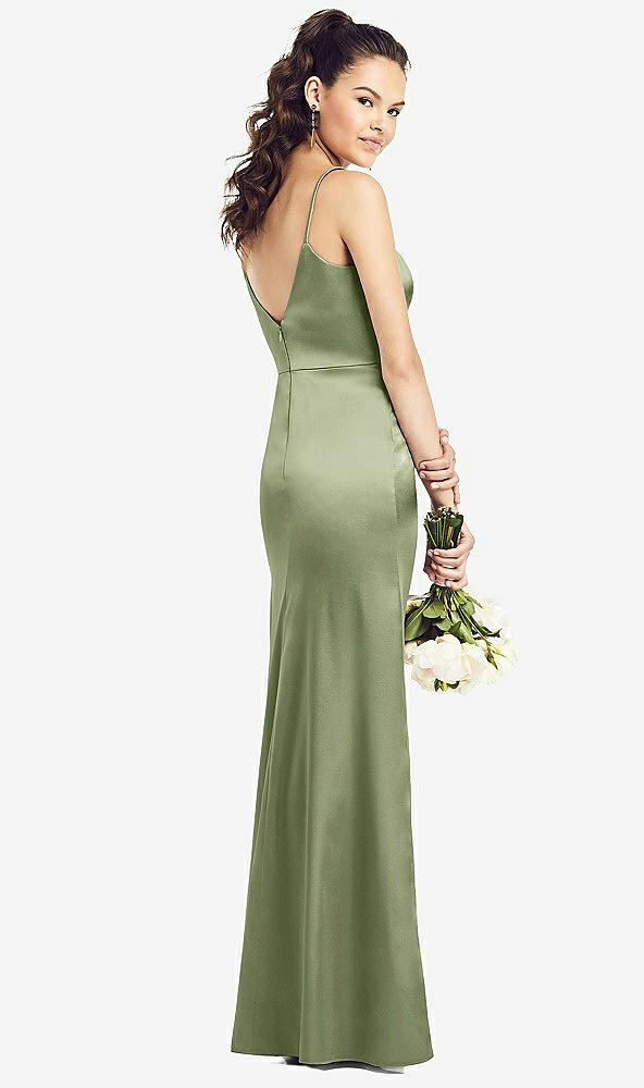 Back View - Kiwi Slim Spaghetti Strap V-Back Trumpet Gown