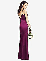 Rear View Thumbnail - Merlot Slim Spaghetti Strap V-Back Trumpet Gown