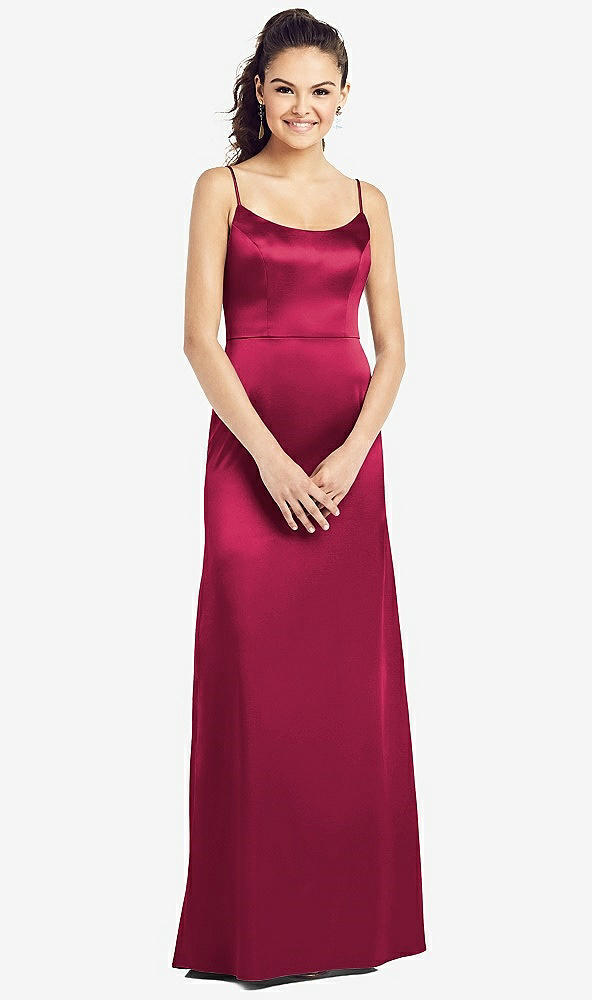 Front View - Valentine Slim Spaghetti Strap V-Back Trumpet Gown