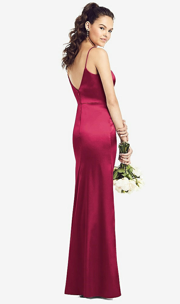 Back View - Valentine Slim Spaghetti Strap V-Back Trumpet Gown