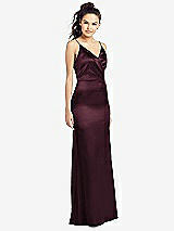 Front View Thumbnail - Bordeaux Slim Spaghetti Strap Wrap Bodice Trumpet Gown