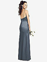 Rear View Thumbnail - Silverstone Slim Spaghetti Strap Wrap Bodice Trumpet Gown