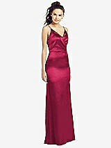 Front View Thumbnail - Valentine Slim Spaghetti Strap Wrap Bodice Trumpet Gown