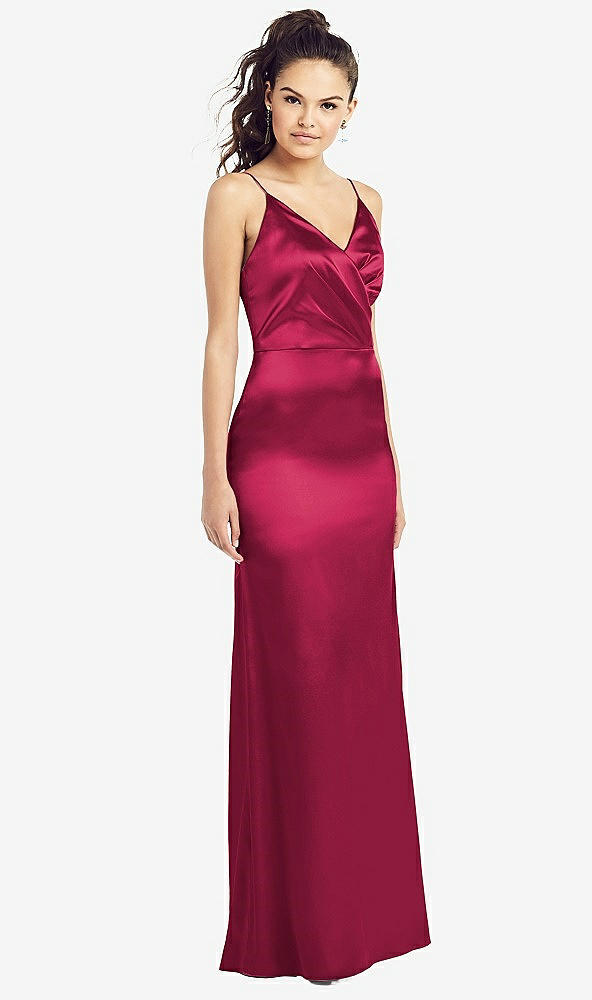 Front View - Valentine Slim Spaghetti Strap Wrap Bodice Trumpet Gown