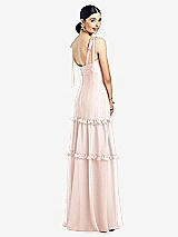 Rear View Thumbnail - Blush Bowed Tie-Shoulder Chiffon Dress with Tiered Ruffle Skirt