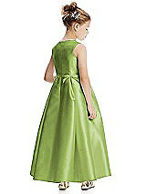 Rear View Thumbnail - Mojito Princess Line Satin Twill Flower Girl Dress with Bows