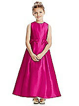 Front View Thumbnail - Think Pink Princess Line Satin Twill Flower Girl Dress with Bows