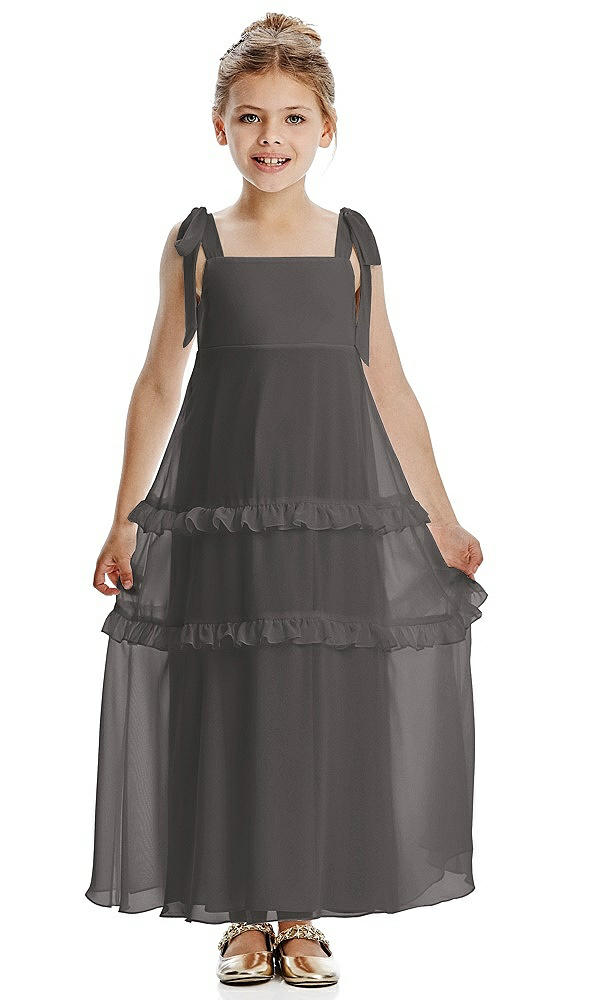 Front View - Caviar Gray Flower Girl Dress FL4071