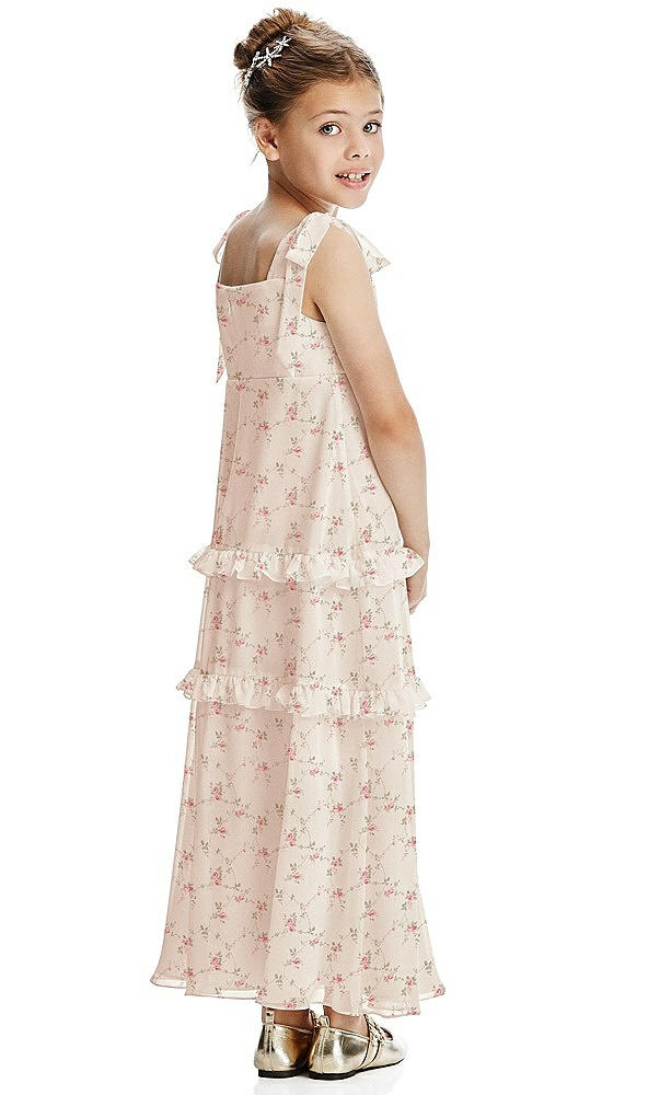 Back View - Coquette Floral Print Flower Girl Dress FL4071