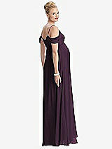 Rear View Thumbnail - Aubergine Draped Cold-Shoulder Chiffon Maternity Dress