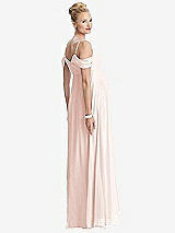 Rear View Thumbnail - Blush Draped Cold-Shoulder Chiffon Maternity Dress