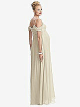 Rear View Thumbnail - Champagne Draped Cold-Shoulder Chiffon Maternity Dress