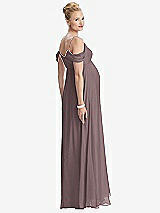 Rear View Thumbnail - French Truffle Draped Cold-Shoulder Chiffon Maternity Dress