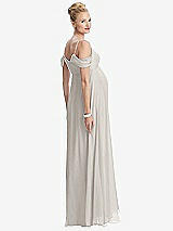 Rear View Thumbnail - Oyster Draped Cold-Shoulder Chiffon Maternity Dress