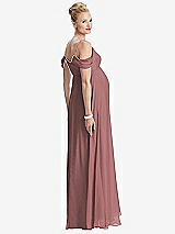 Rear View Thumbnail - Rosewood Draped Cold-Shoulder Chiffon Maternity Dress