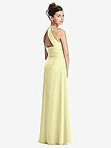 Front View Thumbnail - Butter Yellow Shirred Jewel Neck Chiffon Juniors Dress