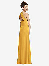 Front View Thumbnail - NYC Yellow Shirred Jewel Neck Chiffon Juniors Dress