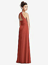 Front View Thumbnail - Amber Sunset Shirred Jewel Neck Chiffon Juniors Dress