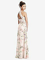 Front View Thumbnail - Blush Garden Shirred Jewel Neck Chiffon Juniors Dress