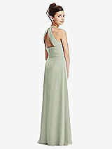 Front View Thumbnail - Celadon Shirred Jewel Neck Chiffon Juniors Dress