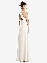 Front View Thumbnail - Ivory Shirred Jewel Neck Chiffon Juniors Dress