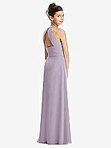 Front View Thumbnail - Lilac Haze Shirred Jewel Neck Chiffon Juniors Dress