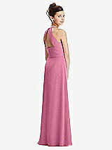 Front View Thumbnail - Orchid Pink Shirred Jewel Neck Chiffon Juniors Dress